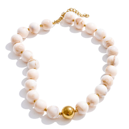 Conjunto Colar e Bracelete com Contas de Resina Coloridas