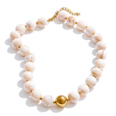 Conjunto Colar e Bracelete com Contas de Resina Coloridas