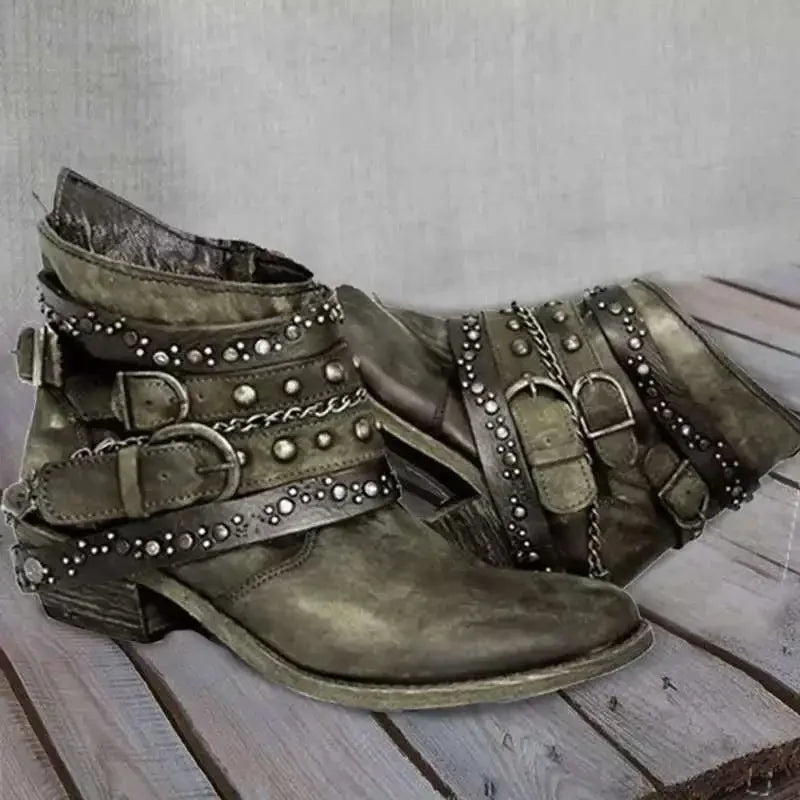 Bota Ankle Boot Feminina Estilo Britânico Marrom - Detalhe Sola Borracha - Lojas LA