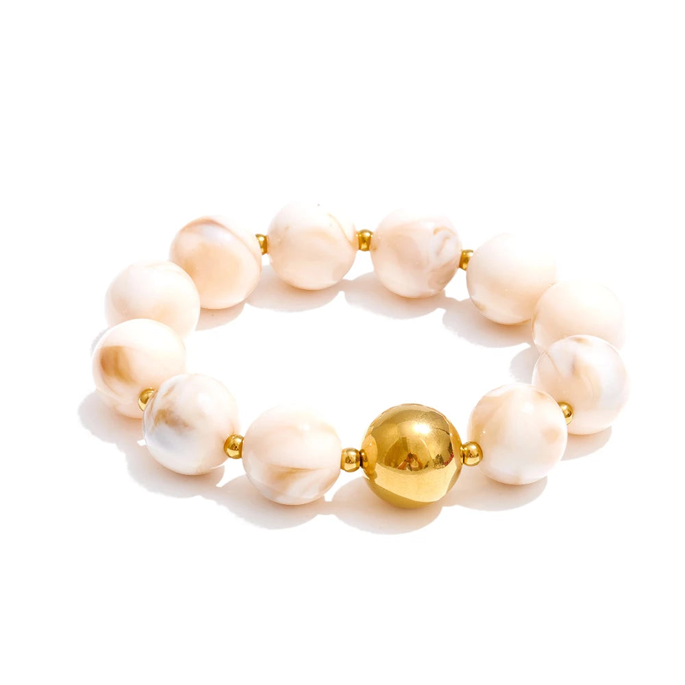 Conjunto Colar e Bracelete com Contas de Resina Coloridas