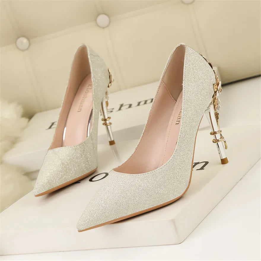 Sapato Scarpin Feminino Salto Alto 10cm Bico Fino Modelo JOYCE - Vista Lateral - Lojas LA