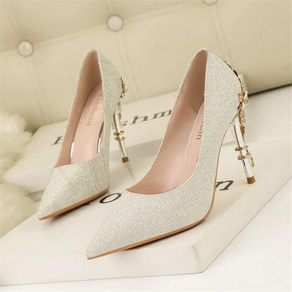 Sapato Scarpin Feminino Salto Alto 10cm Bico Fino Modelo JOYCE - Vista Lateral - Lojas LA