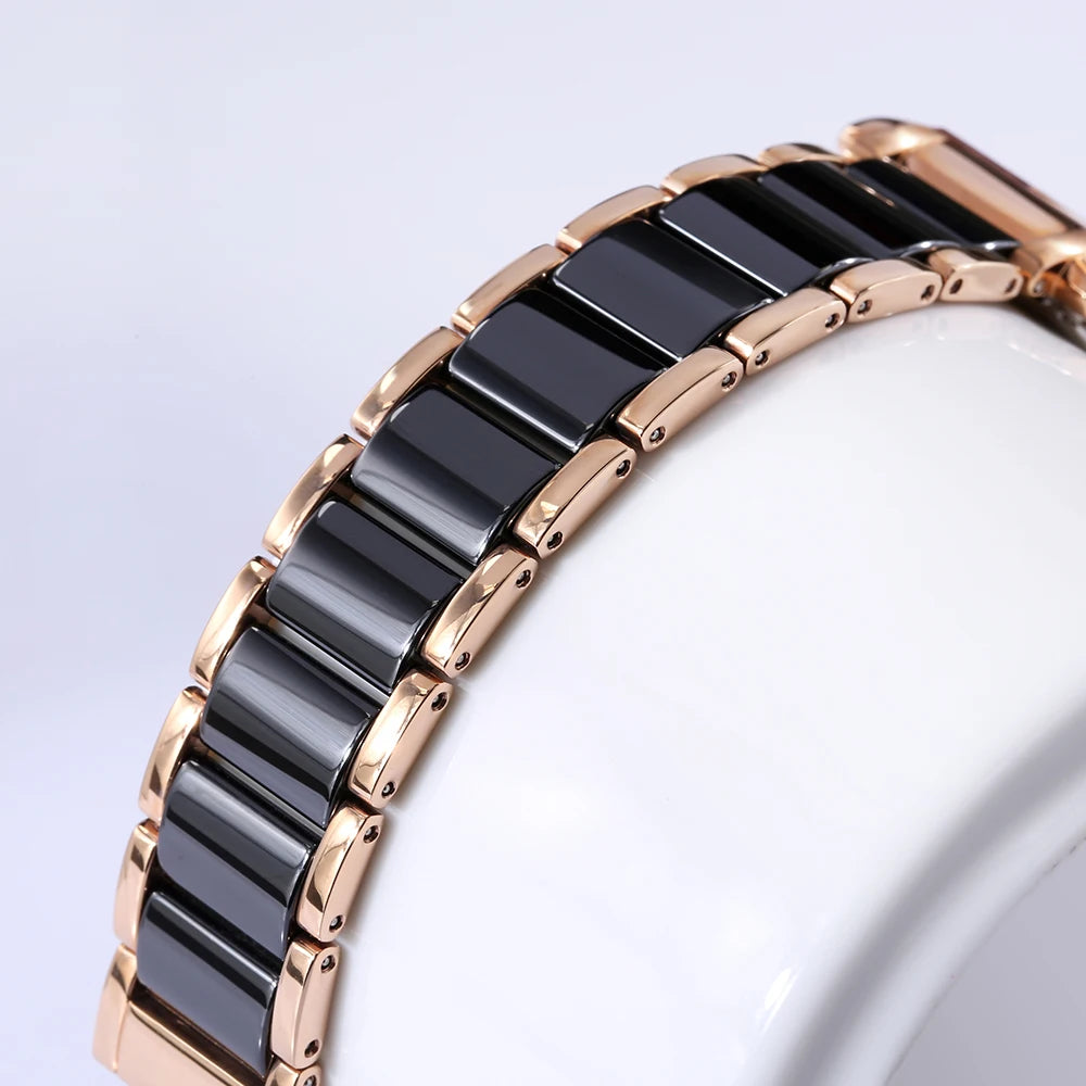 Relógio Feminino BERNY Retangular Cristal Safira