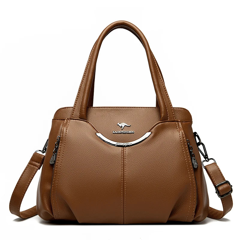 Bolsa feminina couro macio tote para trabalho e faculdade