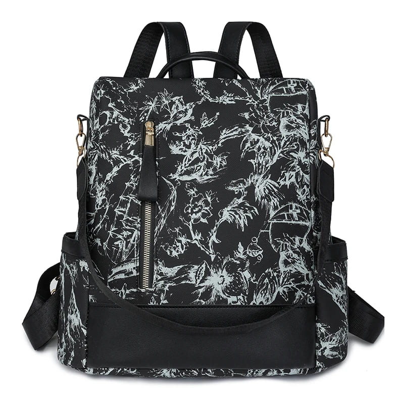 Mochila feminina couro grande capacidade — vista lateral design moderno