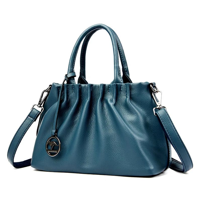 Bolsa de Couro Genuíno para Mulheres Grande Capacidade - Detalhe Fechamento - Lojas LA