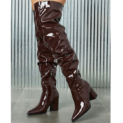 Bota Feminina Cano Alto Bico Fino Over the Knee - Detalhe Cano Longo - Lojas LA
