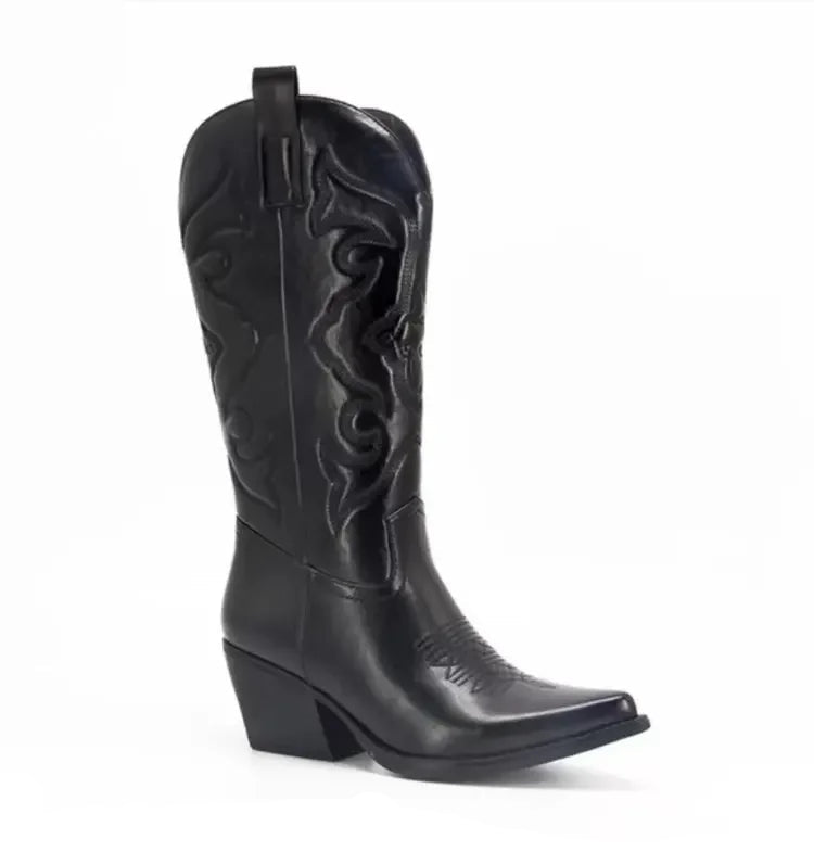 Bota Western Feminina Texana de Cowboy - Vista Lateral Preta - Lojas LA