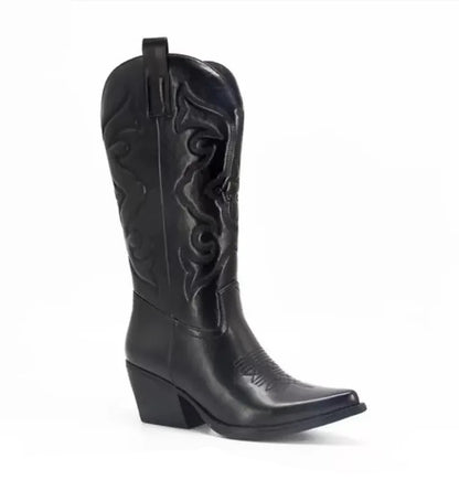 Bota Western Feminina Texana de Cowboy - Vista Lateral Preta - Lojas LA