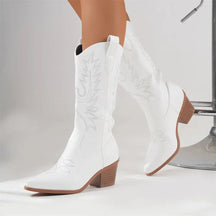 Bota Cowboy Feminina Vintage de Couro Premium - Versão Branca - Lojas LA