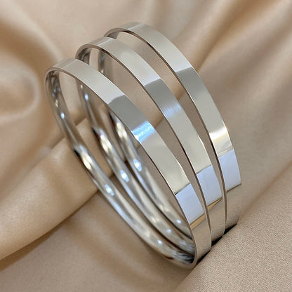 Pulseira Bracelete Feminino Banho 18K Aço Inoxidável Kit 3 Peças - Versão Prata - Lojas LA