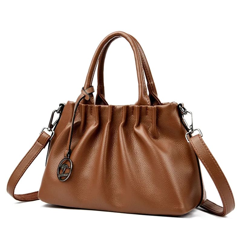 Bolsa de Couro Genuíno para Mulheres Grande Capacidade - Detalhe Interior - Lojas LA