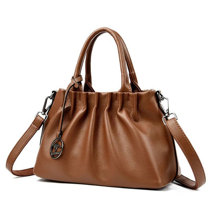 Bolsa de Couro Genuíno para Mulheres Grande Capacidade - Detalhe Interior - Lojas LA