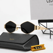 Óculos de Sol Celine Feminino  Dourado com lente preta