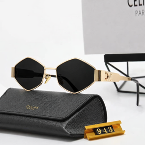 Óculos de Sol Celine Feminino  Dourado com lente preta