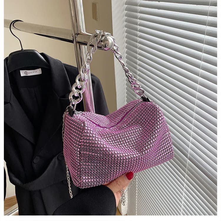Bolsa Feminina de Ombro Pequena Brilhante - Versão Prata - Lojas LA