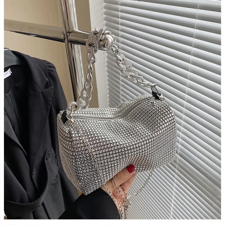 Bolsa Feminina de Ombro Pequena Brilhante - Versão Dourada - Lojas LA