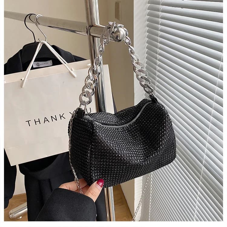 Bolsa Feminina de Ombro Pequena Brilhante - Vista Lateral - Lojas LA