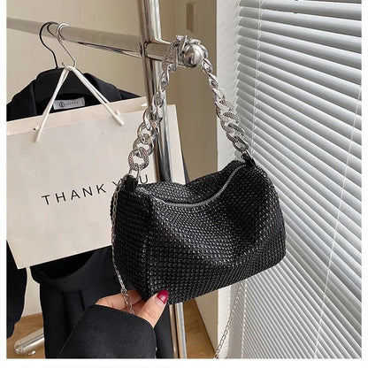 Bolsa Feminina de Ombro Pequena Brilhante - Vista Lateral - Lojas LA