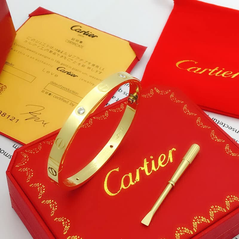 Pulseira Bracelete Feminina Moda Aço Inoxidável - Modelo Dourado Diamante - Lojas LA