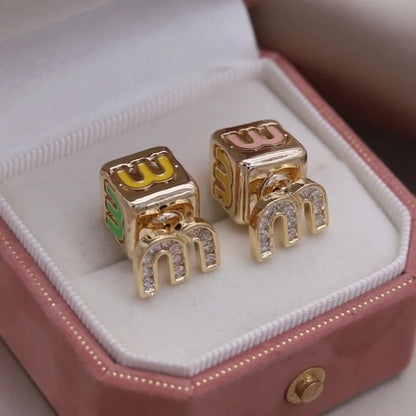 Brinco Miu Miu Feminino Moderno Folheado Colorido - Versão Vermelha - Lojas LA