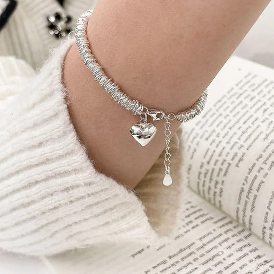 Pulseira Prata 925 Esterlina Coração Vintage Feminina - Vista Principal - Lojas LA