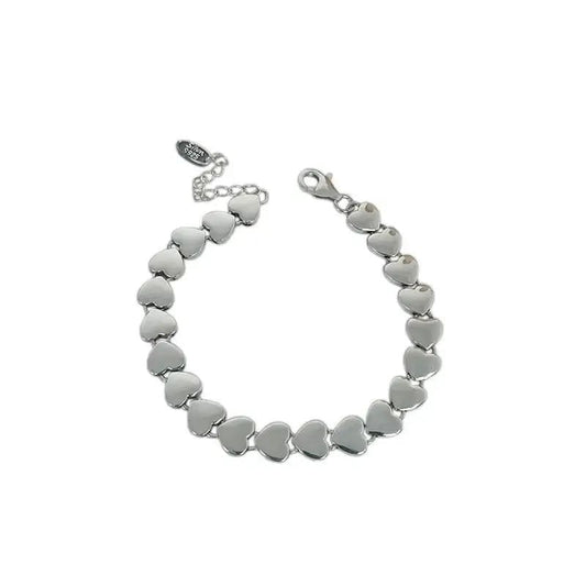 Pulseira Prata 925 Esterlina Coração Grosso Vintage Feminina - Vista Principal - Lojas LA