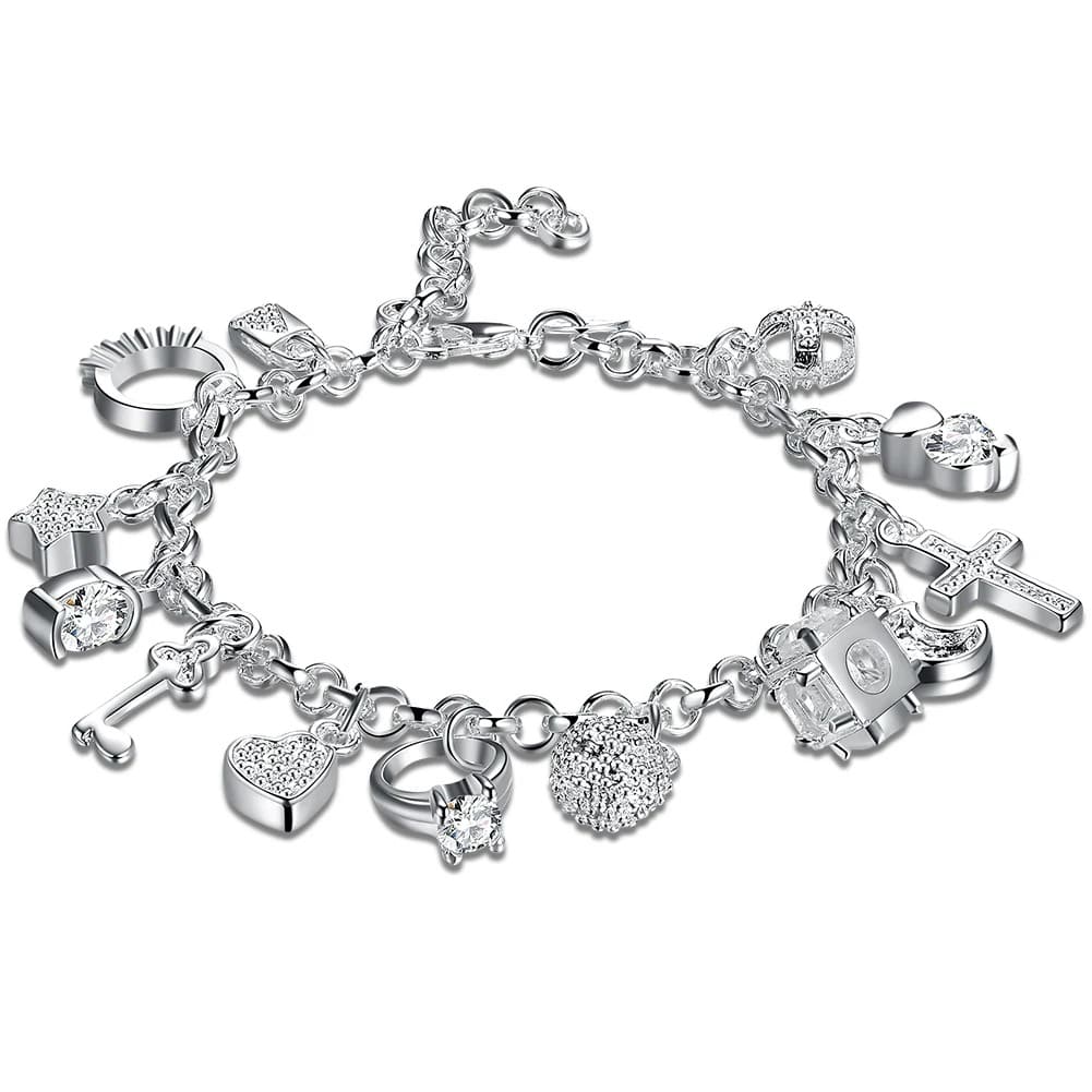 Pulseira Prata 925 Esterlina com Cristal Feminina Sofisticada - Vista Principal - Lojas LA