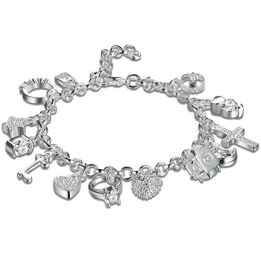 Pulseira Prata 925 Esterlina com Cristal Feminina Sofisticada - Vista Principal - Lojas LA