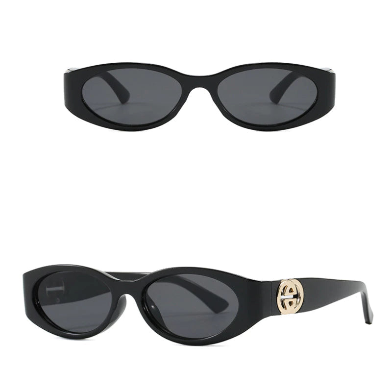 Óculos de Sol Feminino GC Oval Frame — Acetato Preto e UV400