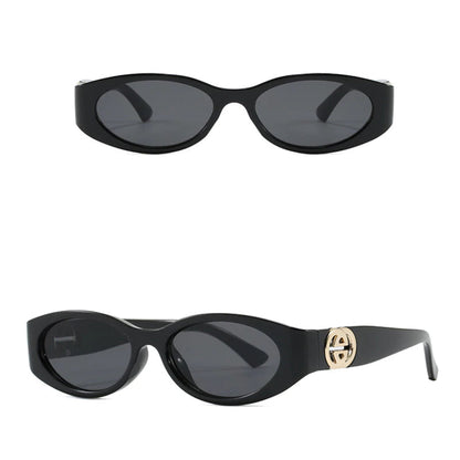 Óculos de Sol Feminino GC Oval Frame — Acetato Preto e UV400