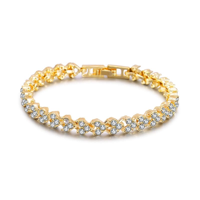 Pulseira Feminina Cristal Estilo Romano - Versão Dourada - Lojas LA