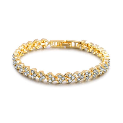 Pulseira Feminina Cristal Estilo Romano - Versão Dourada - Lojas LA