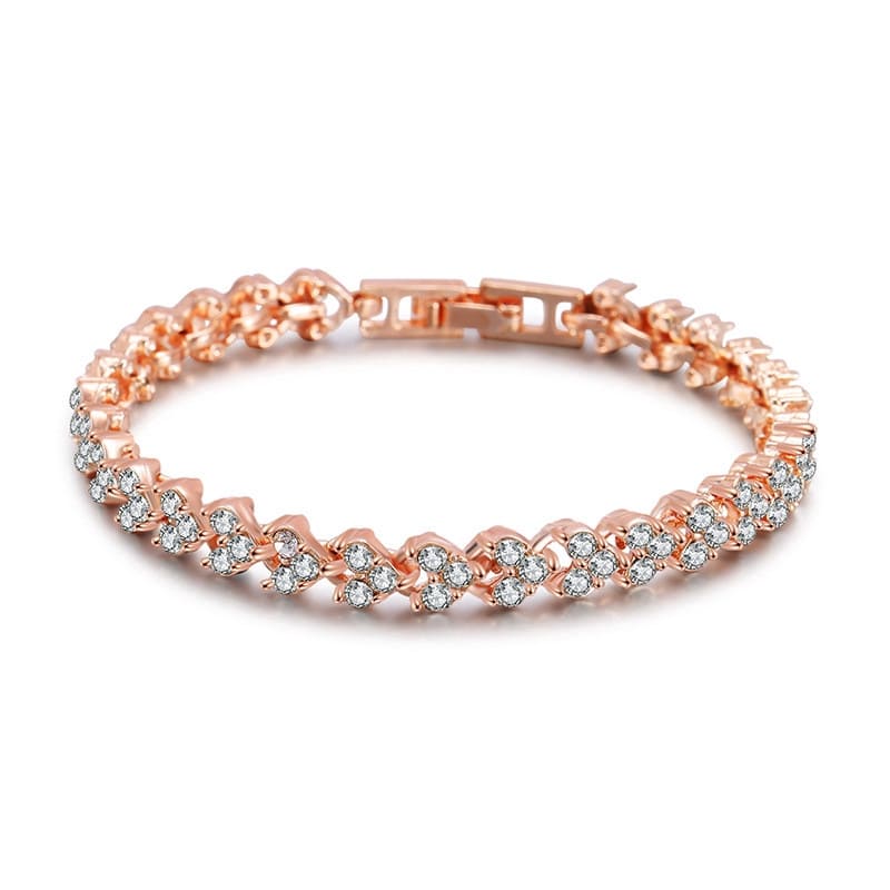 Pulseira Feminina Cristal Estilo Romano - Versão Dourada Rosê - Lojas LA