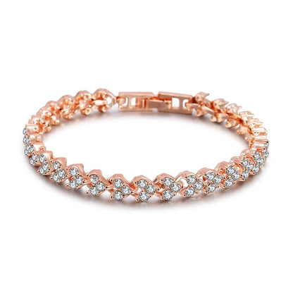 Pulseira Feminina Cristal Estilo Romano - Versão Dourada Rosê - Lojas LA