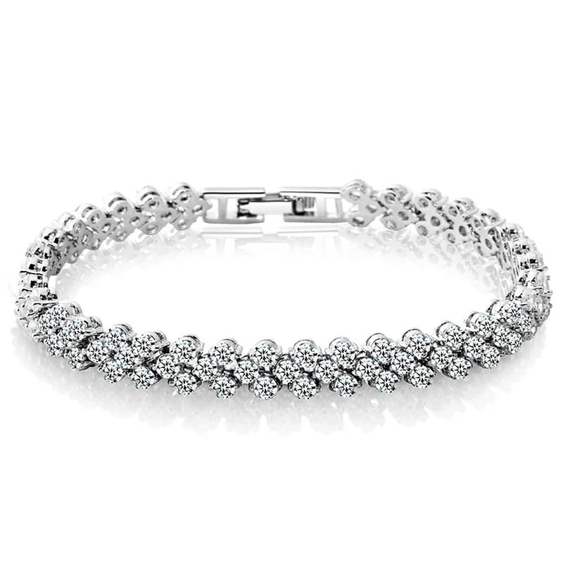 Pulseira Feminina Cristal Estilo Romano - Versão Prata - Lojas LA