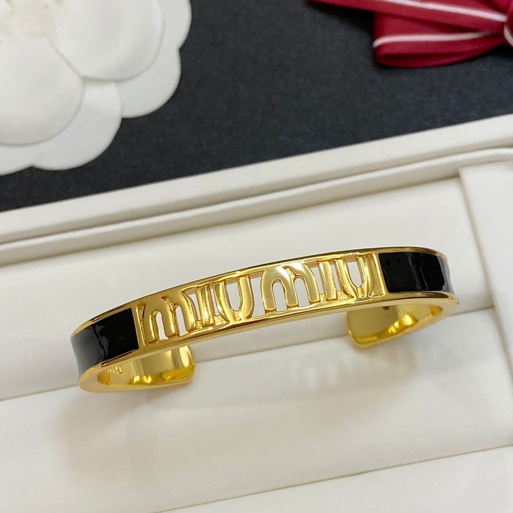 Pulseira Bracelete de Luxo Miu Feminino - Versão Preta - Lojas LA