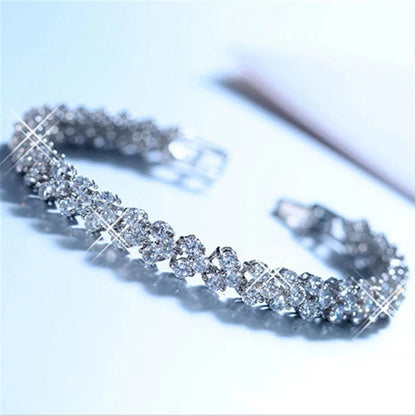 Pulseira de Cristal Romano Feminina Prata Dourada e Rosê - Versão Prata - Lojas LA