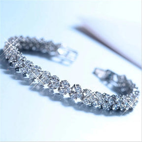 Pulseira de Cristal Romano Feminina Prata Dourada e Rosê - Versão Prata - Lojas LA