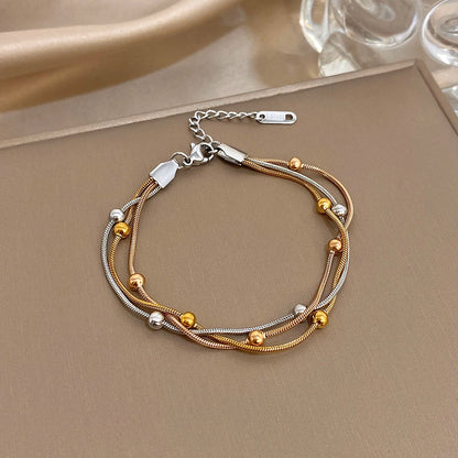 Pulseira Feminina Aço Inoxidável Ajustável 3 em 1 Dourado Prata - Detalhe Ajuste - Lojas LA