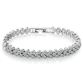 Pulseira de Cristal Romano Feminina Prata Dourada e Rosê - Versão Dourada - Lojas LA