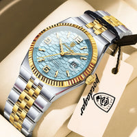 Prata com Dourado e Azul Claro