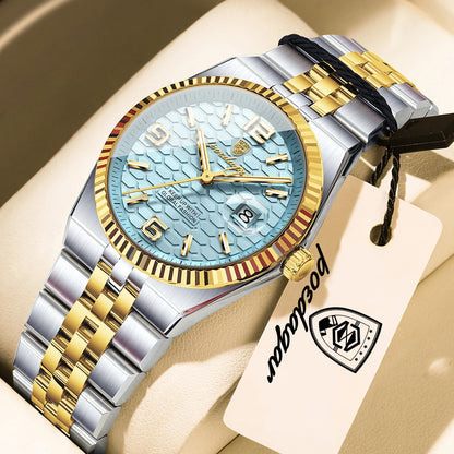 Relógio de Pulso Feminino Elegante Prata Dourado e Azul - Lojas LA