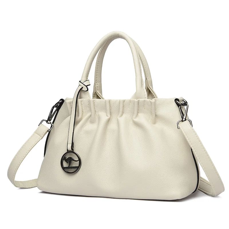 Bolsa de Couro Genuíno para Mulheres Grande Capacidade - Vista Lateral - Lojas LA