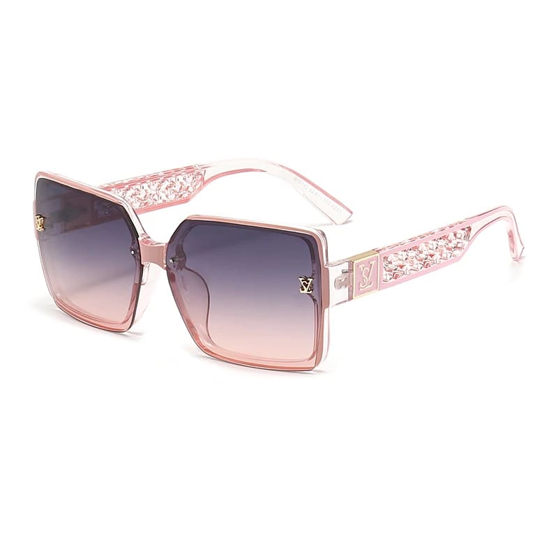Óculos de Sol Feminino Quadrado Design de Luxo - Detalhe Hastes - Lojas LA