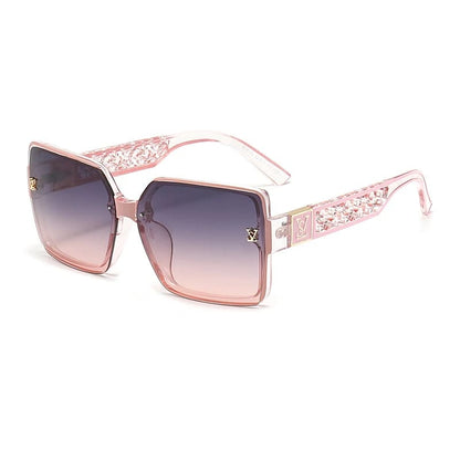 Óculos de Sol Feminino Quadrado Design de Luxo - Detalhe Hastes - Lojas LA