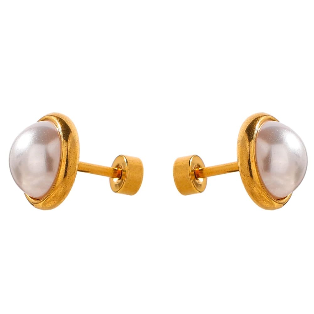 Brinco de Pérola Vintage Clássico Feminino Dourado - Vista Principal - Lojas LA