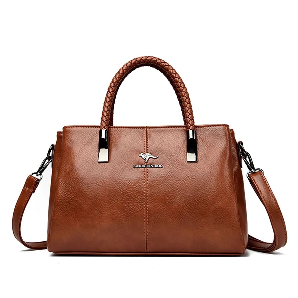 Bolsa de Couro de Luxo Crossbody 3 Camadas - Detalhe Alça - Lojas LA