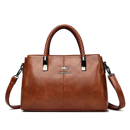 Bolsa de Couro de Luxo Crossbody 3 Camadas - Detalhe Alça - Lojas LA
