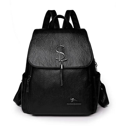 Mochila feminina couro macio preta — design minimalista Lojas LA